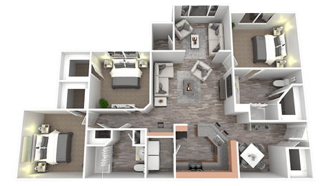 a floor plan of a 3 bedroom apartment